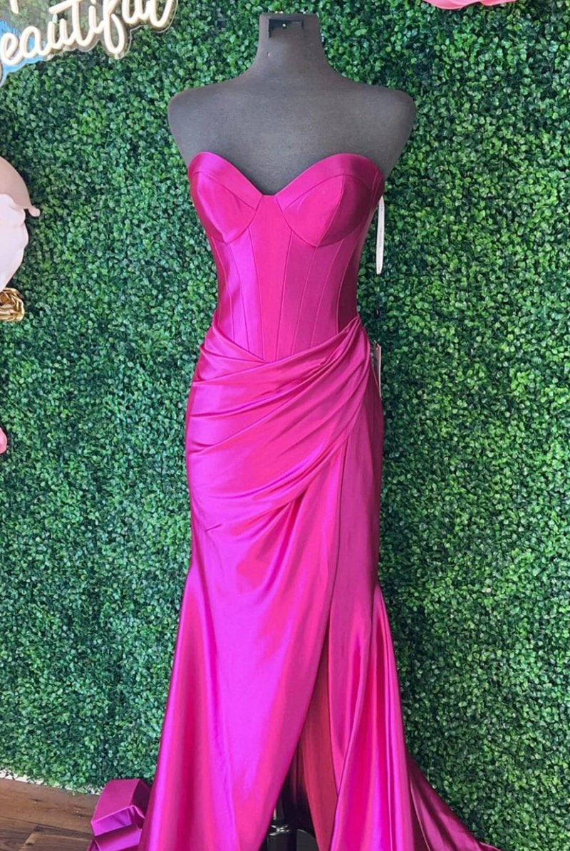 Abby | Sweetheart Fuchsia Pleated Mermaid Long Prom Dress