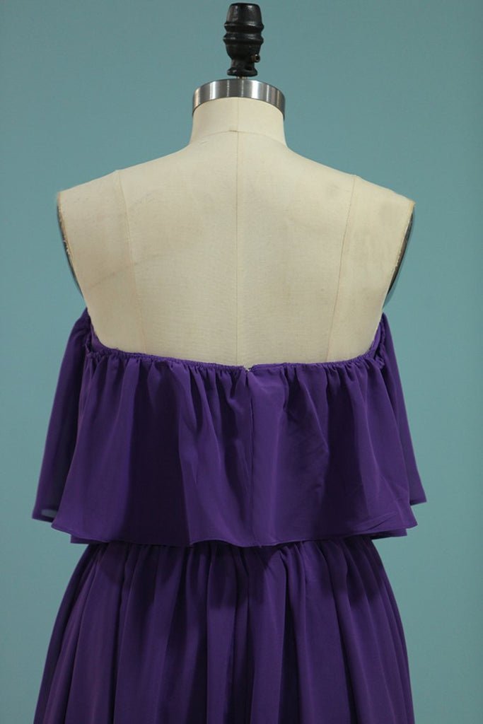 A Line Long Chiffon Off the Shoulder Mix And Match Bridesmaid Dresses - KissProm