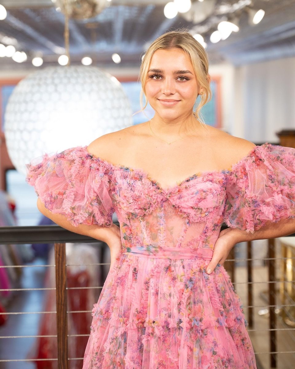 Sydney |A Line Off The Shoulder Floral Tulle Prom Dress