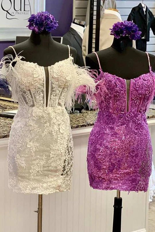 Honora |Sheath Off the Shoulder Lace Homecoming Dress