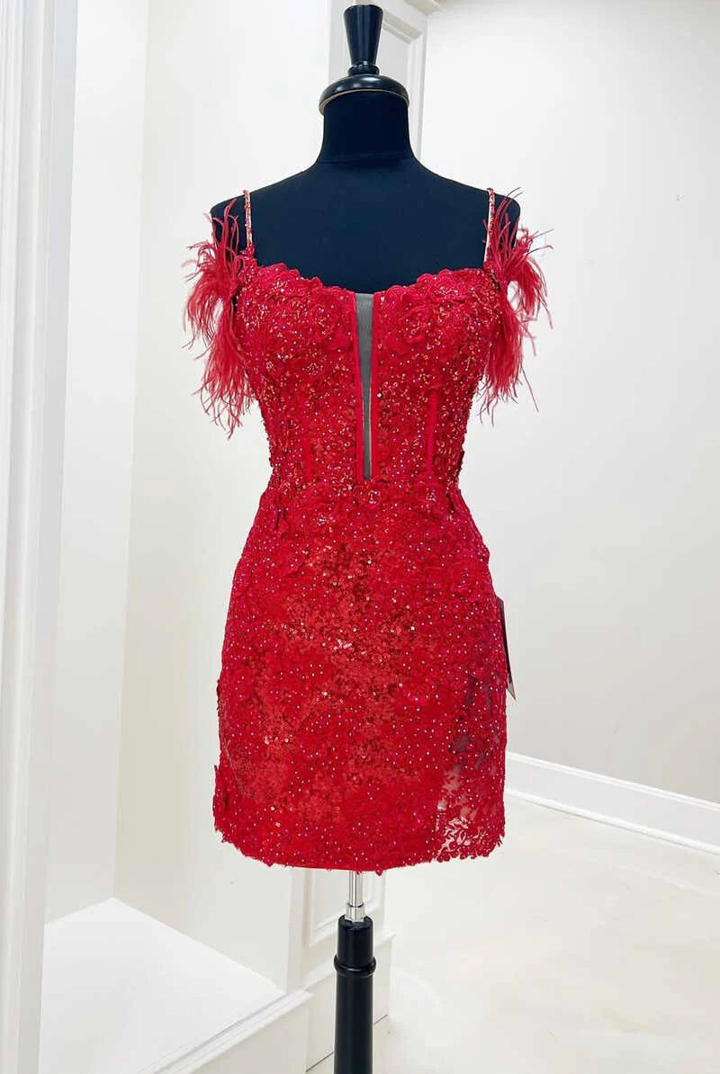 Honora |Sheath Off the Shoulder Lace Homecoming Dress