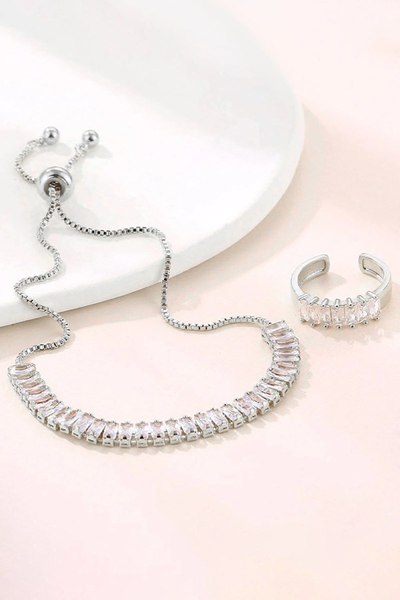 Colorful Rhinestone Bracelet Earring Party Set - KissProm