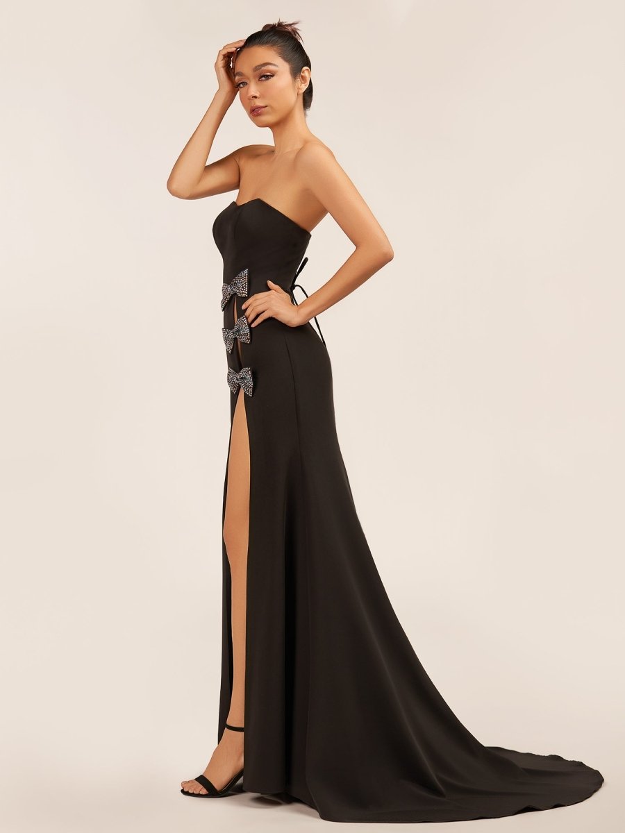 Lemus | Sweetheart Black Mermaid Prom Dress with Bow