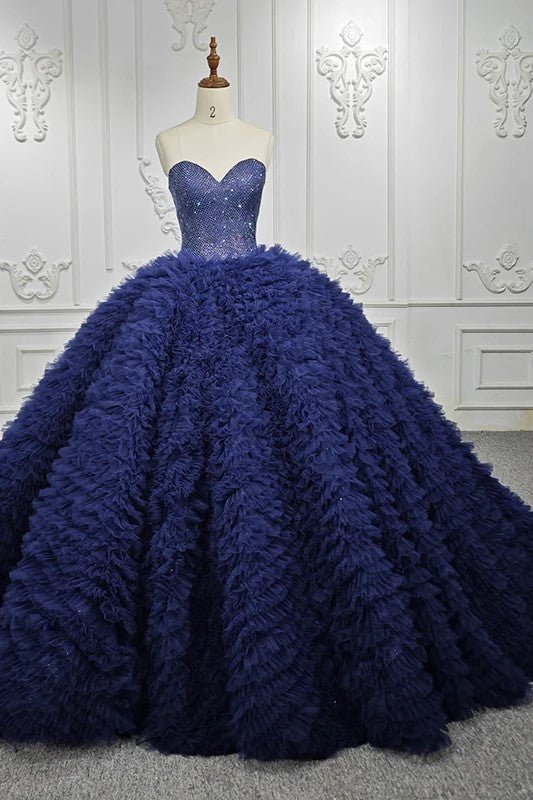 Quinceanera Dress Strapless Beading Quinceanera Dresses Navy Blue / 0 Quinceanera Dress Strapless Beading Quinceanera Dresses Navy Blue / 0