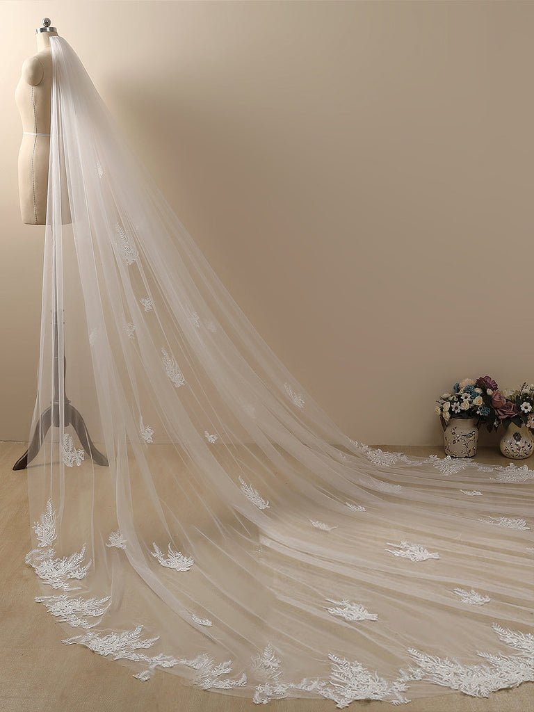 Starfish Lace Cathedral Veil Bridal Veil Wedding Veil - KissProm