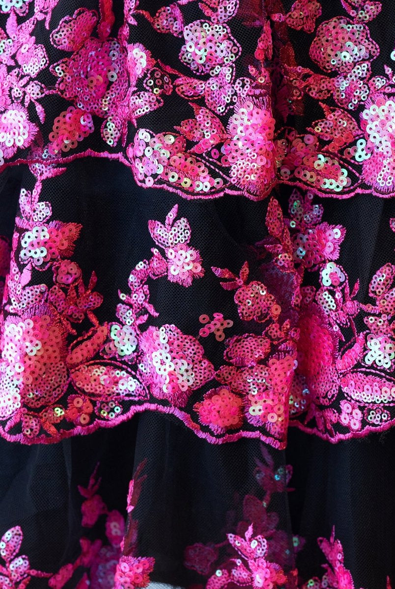 Everly | Black Pink - A-Line Sweetheart Tiered Short Homecoming Dress