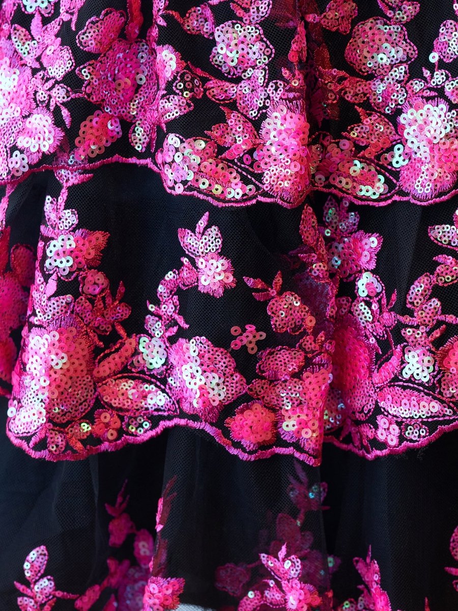 Everly | Black Pink - A-Line Sweetheart Tiered Short Homecoming Dress