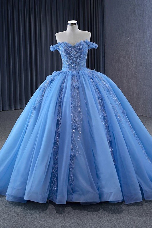 Quinceanera Dress Elegant Sequins Ball Gown Sweetheart Lace Up Appliques Evening Party Dresses - KissProm