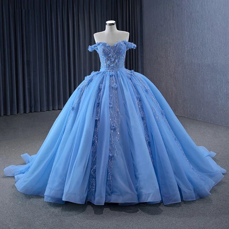 Quinceanera Dress Elegant Sequins Ball Gown Sweetheart Lace Up Appliques Evening Party Dresses - KissProm