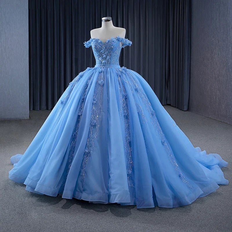 Quinceanera Dress Elegant Sequins Ball Gown Sweetheart Lace Up Appliques Evening Party Dresses - KissProm