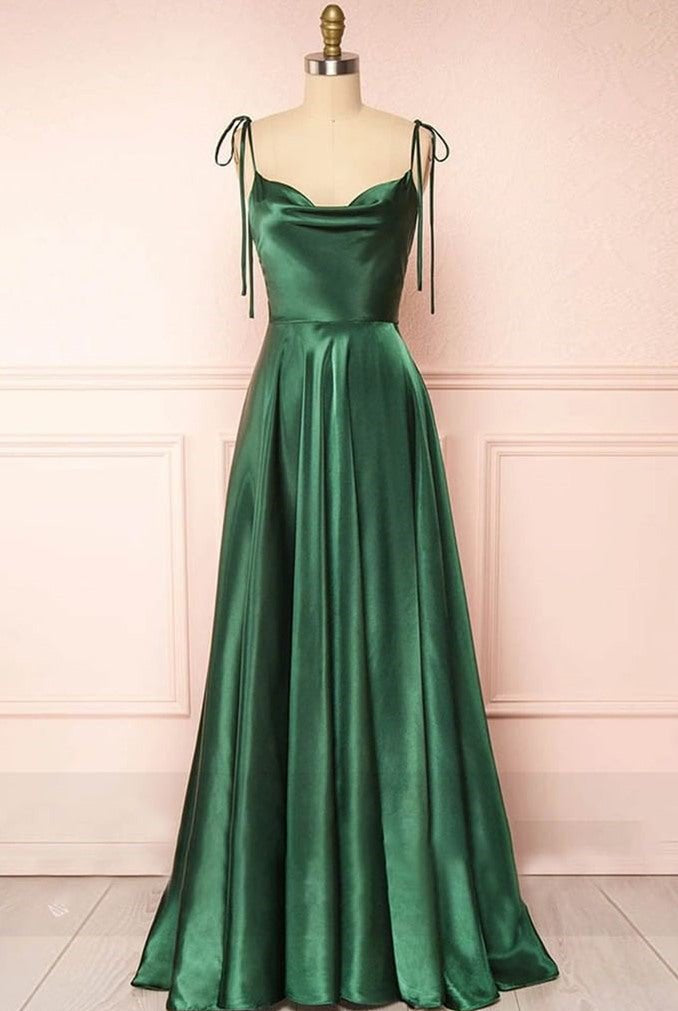 Sweet A-line Cowl Neck Silk Long Prom Dress