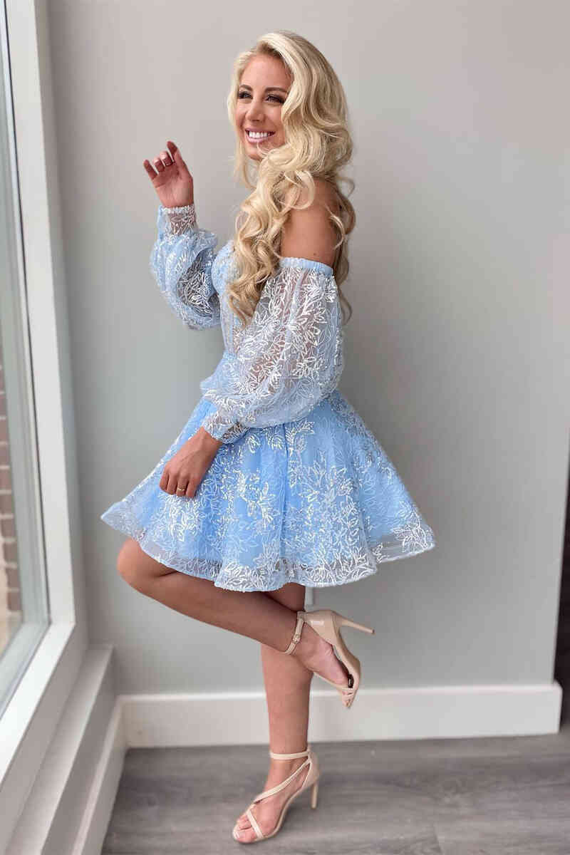 Skylar |A Line Sweetheart Corset Homecoming Dress with Sleeves