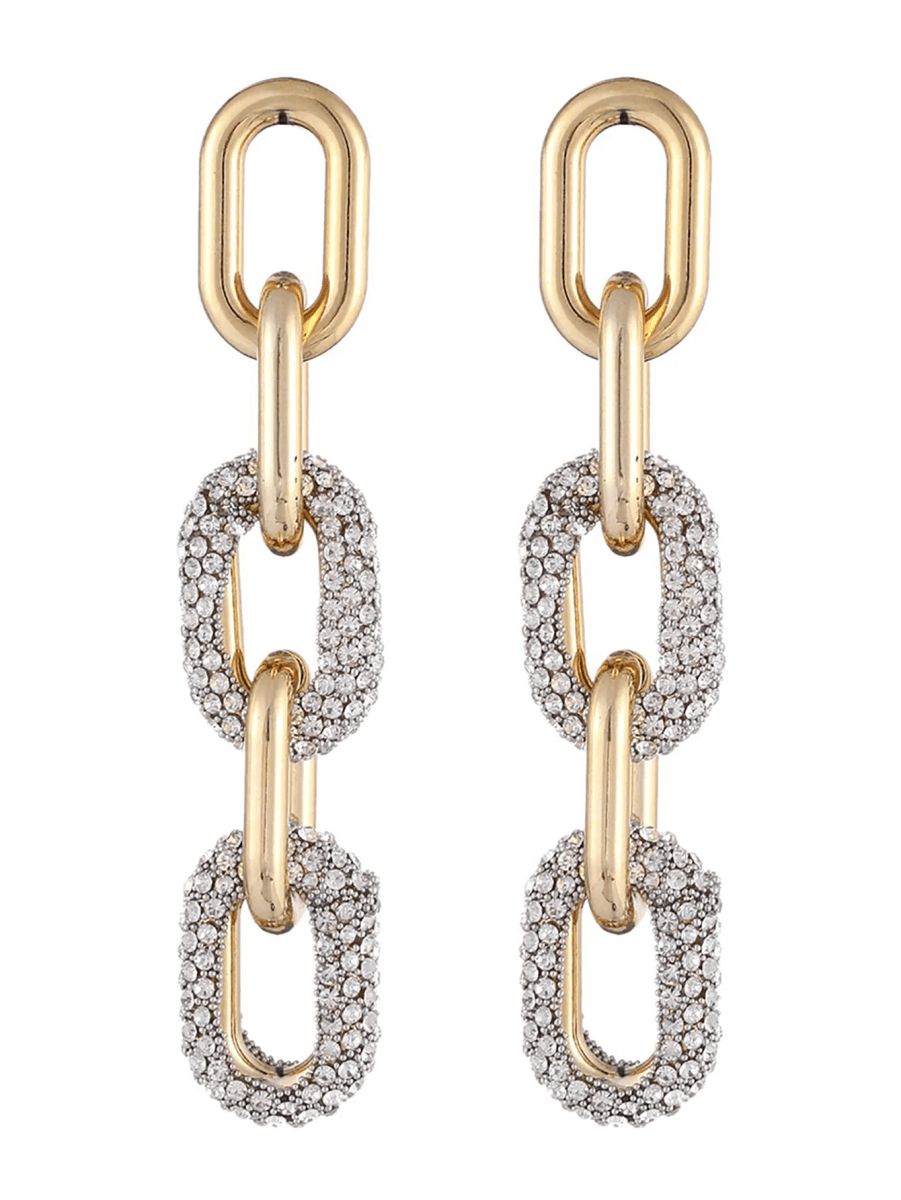 Golden Curb Chain Paperclip Long Hoop Earrings - KissProm