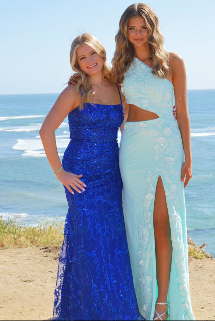 Gracelyn |Sheath One Shoulder Sequins Prom Dress with 3D Appliques