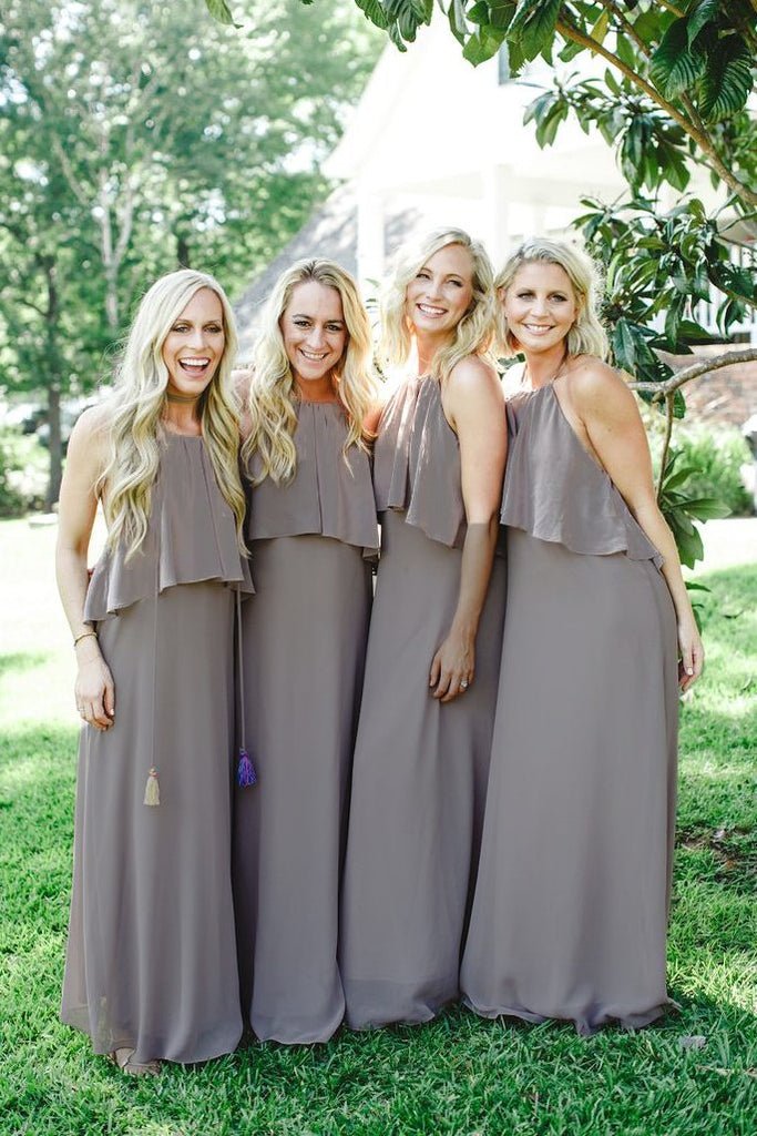 Jewel Chiffon and Ruffles Long Bridesmaid Dresses - KissProm