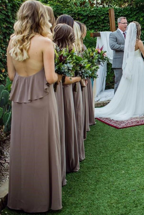 Jewel Chiffon and Ruffles Long Bridesmaid Dresses - KissProm