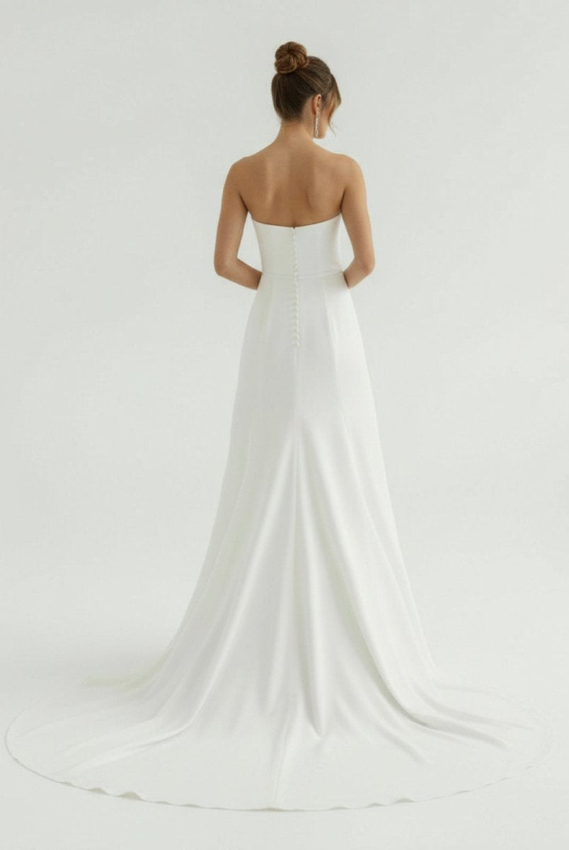 Sia | Mermaid Strapless Satin Wedding Dress With Convenient Detachable Skirt - KissProm