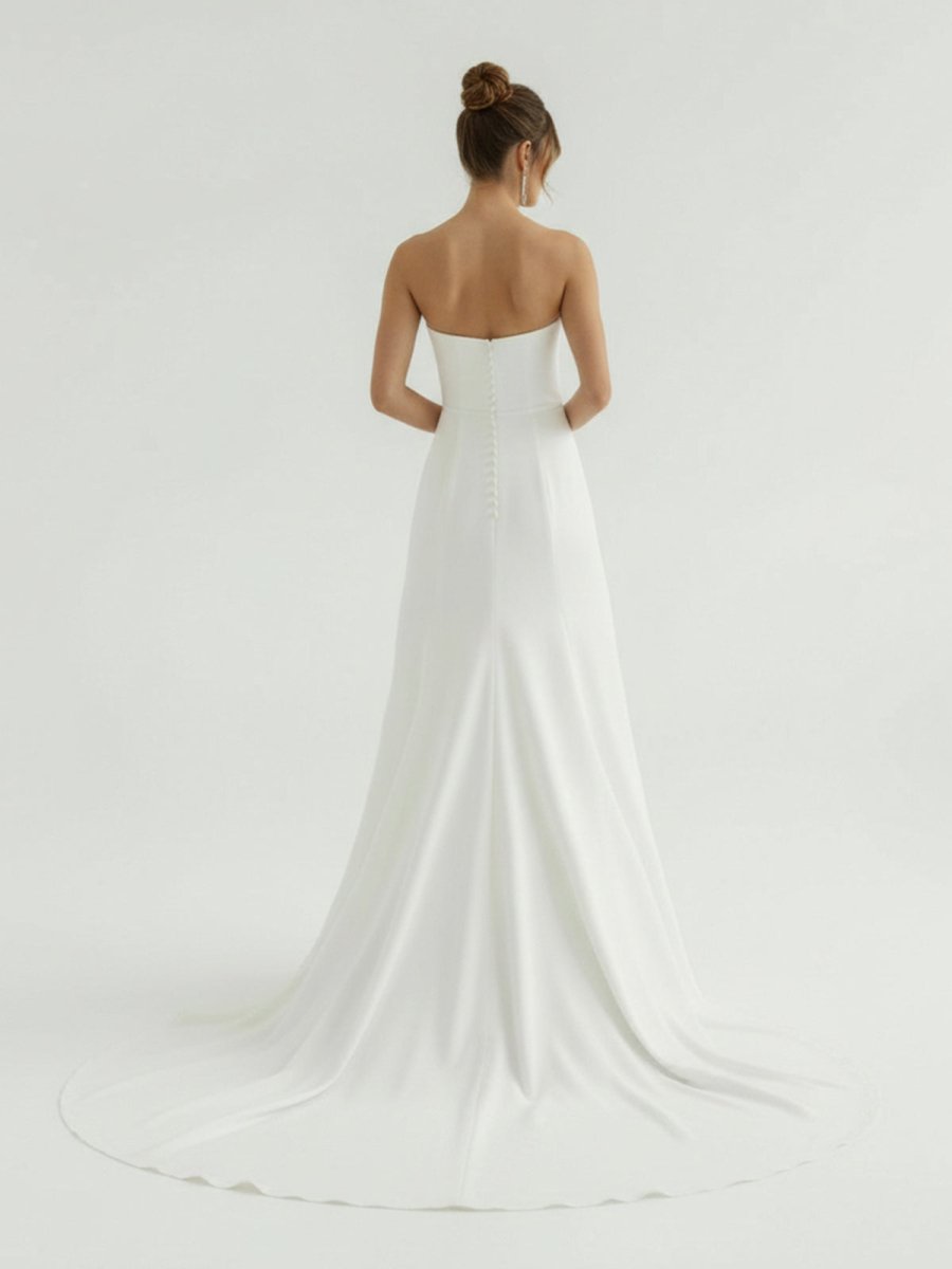 Sia | Mermaid Strapless Satin Wedding Dress With Convenient Detachable Skirt - KissProm