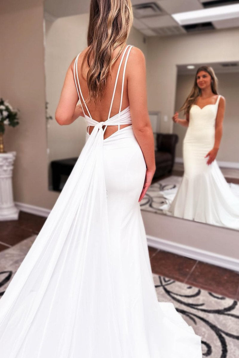 Long Chiffon Boho Wedding Dress Sweetheart Backless
