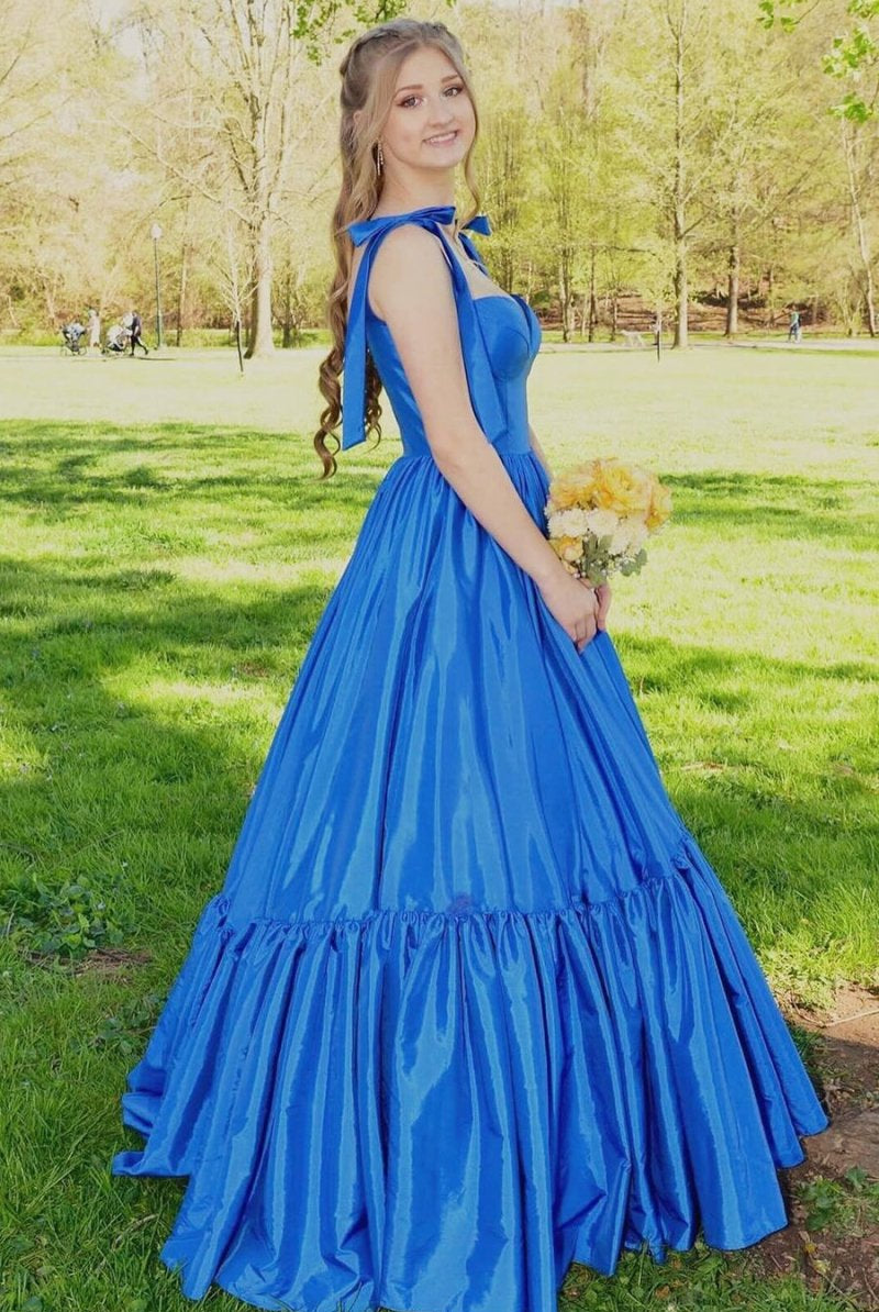 Kamilah| Red Sweetheart Bow Strap A-Line Long Prom Dress