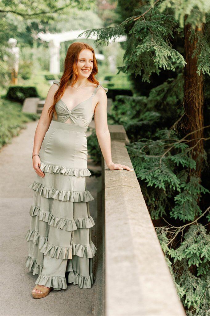 Melssa | Knotted Sage Ruffles Mermaid Tiedred Maxi Dress