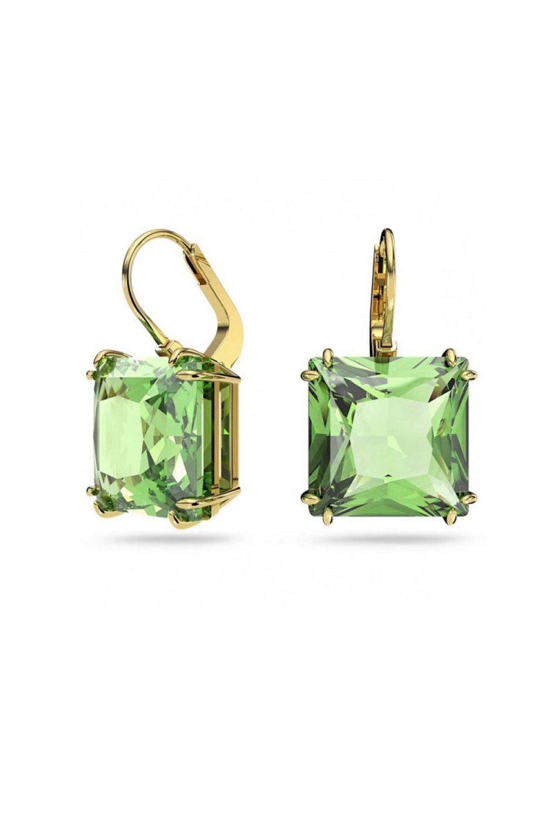 Green Crystals Gold Tone Finish Earrings - KissProm
