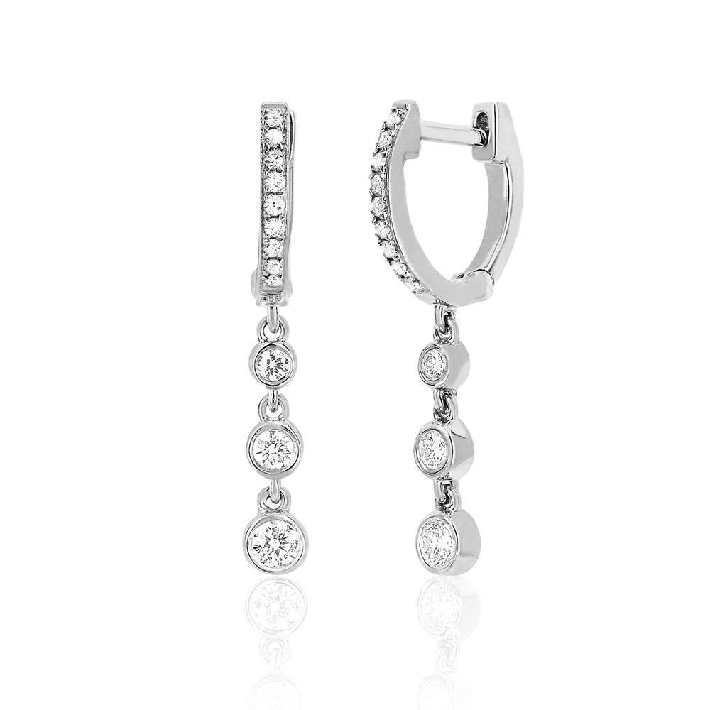 Tassel Gold Small Circle Long Earrings with Rhinestones - KissProm