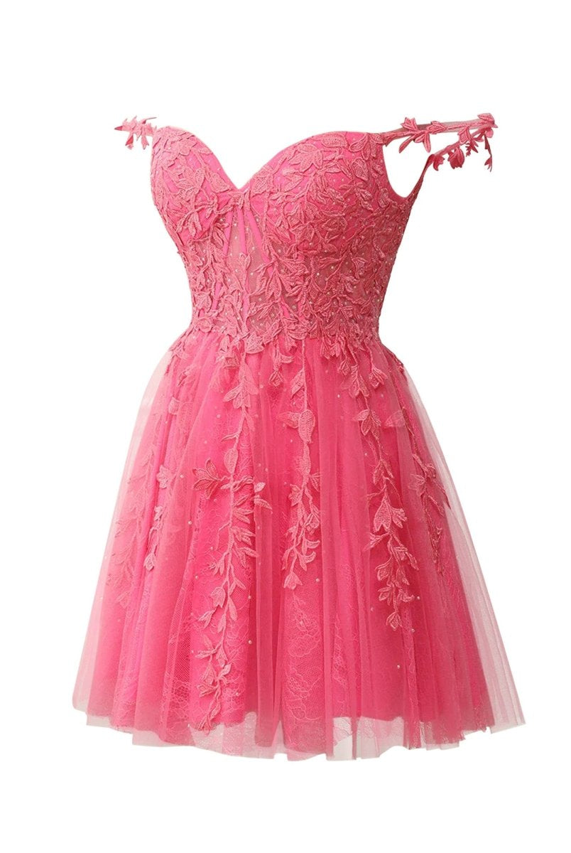 Mona | A Line Sweetheart Mint Appliques Short Homecoming Dresses