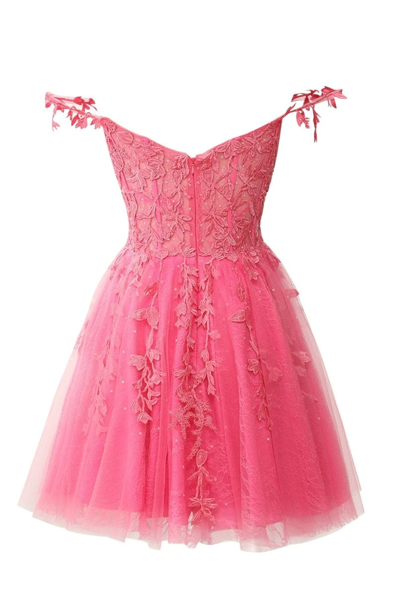 Mona | A Line Sweetheart Mint Appliques Short Homecoming Dresses