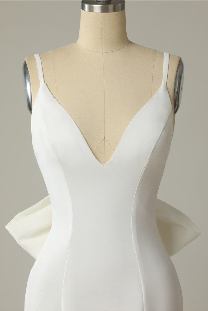 Mermaid Spaghetti Straps Backless V Neck Mermaid Wedding Dresses