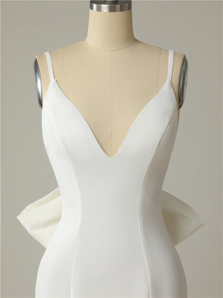 Mermaid Spaghetti Straps Backless V Neck Mermaid Wedding Dresses