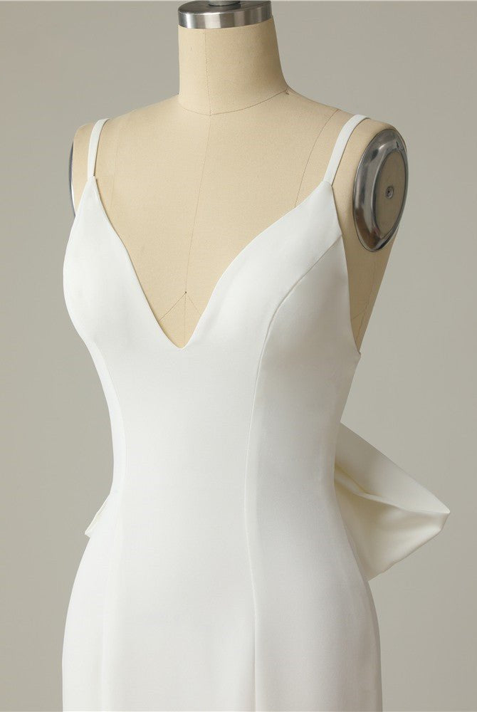 Mermaid Spaghetti Straps Backless V Neck Mermaid Wedding Dresses