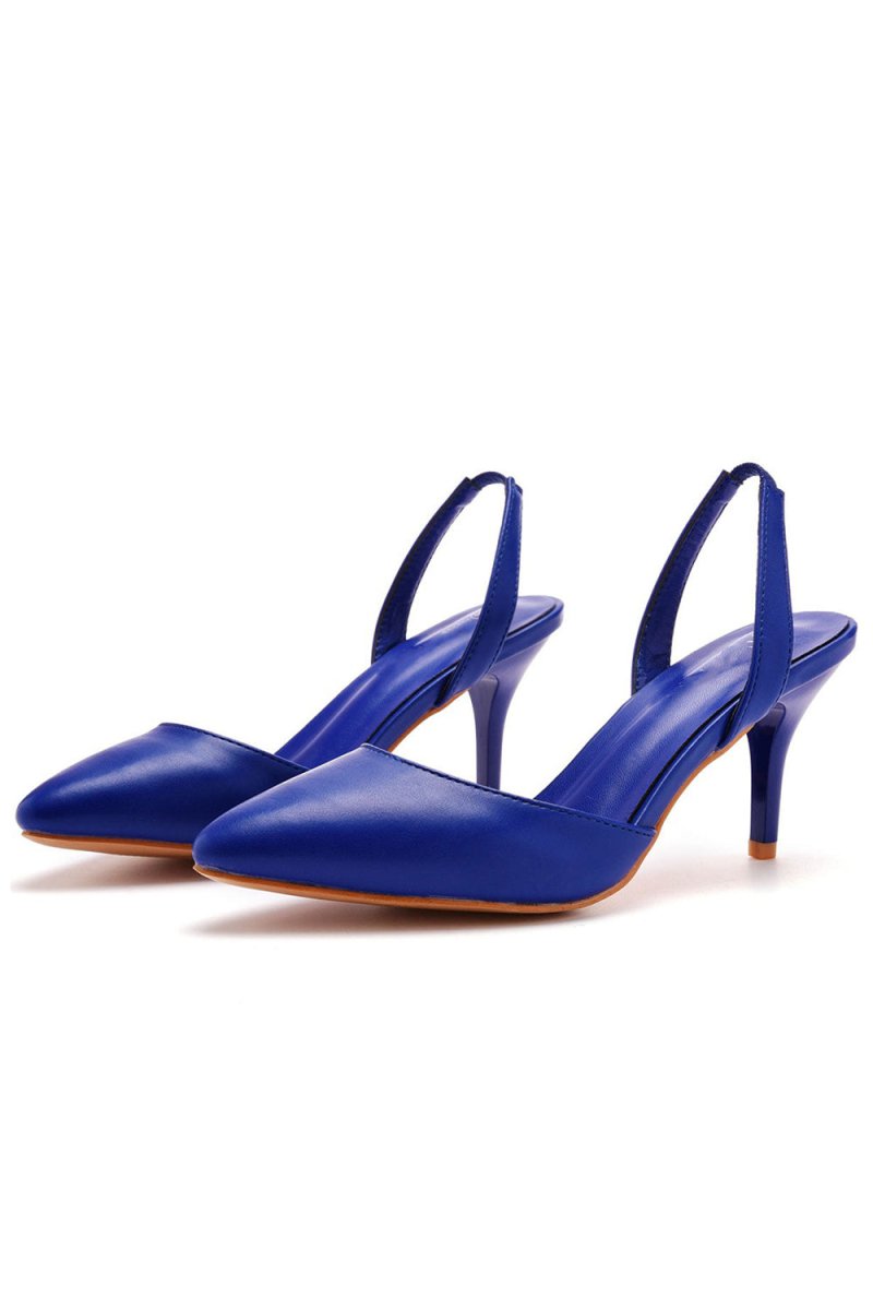 Simple Elegant Pointed Toe Stiletto Slingback High Heels - KissProm