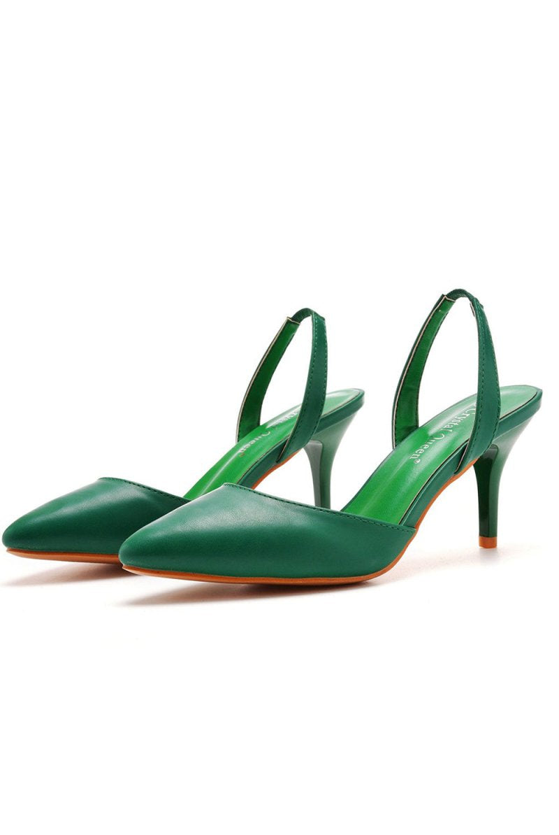 Simple Elegant Pointed Toe Stiletto Slingback High Heels - KissProm