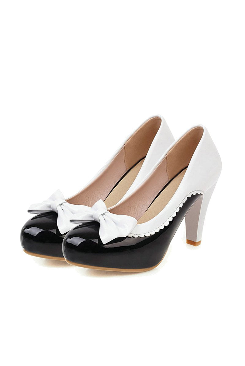 Retro Bowknot High Heels Shoes - KissProm