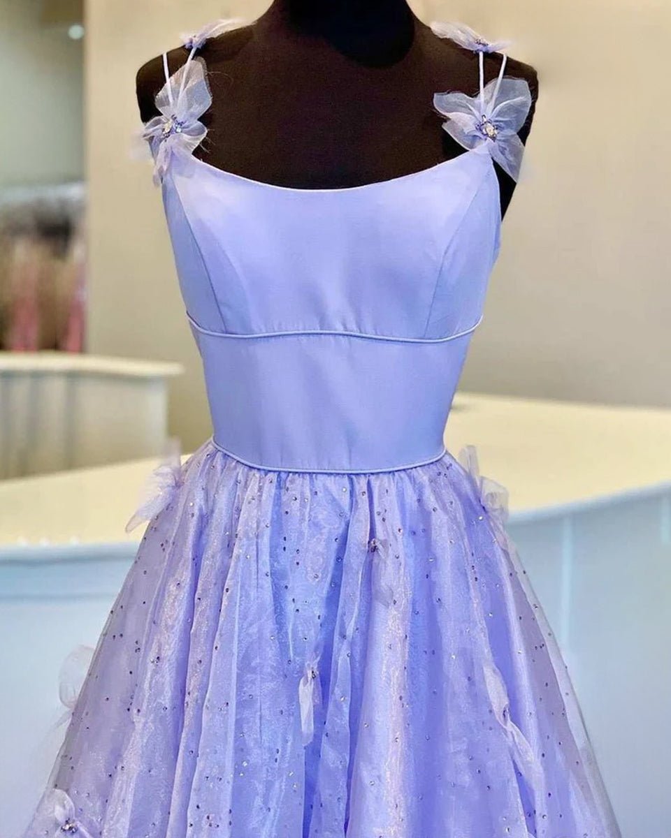 Sarahi |A Line Spaghetti Straps Organza Prom Dress - KissProm