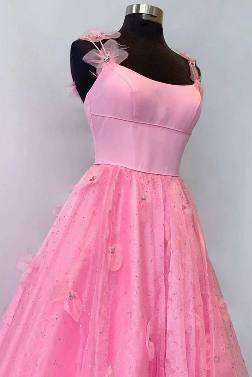 Sarahi |A Line Spaghetti Straps Organza Prom Dress - KissProm