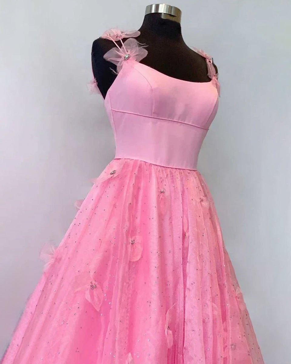 Sarahi |A Line Spaghetti Straps Organza Prom Dress - KissProm