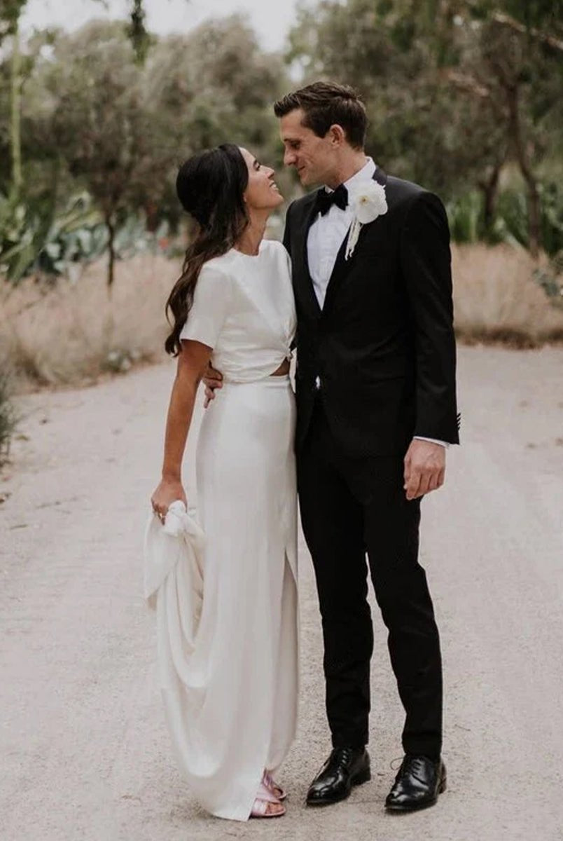 Sheath Engaged Noivas Wedding Dresses With Slit - KissProm