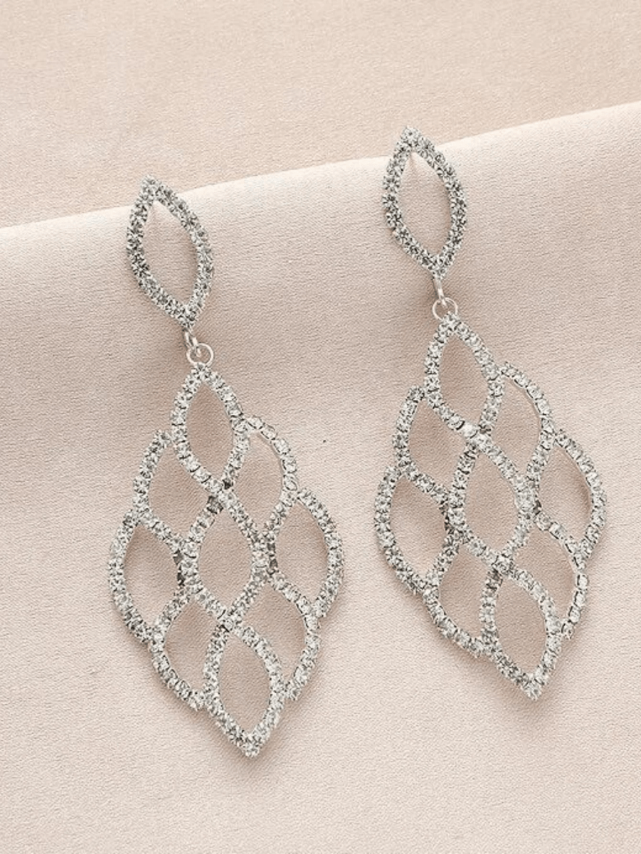 Silver Cutout Leaf Unique Earrings - KissProm