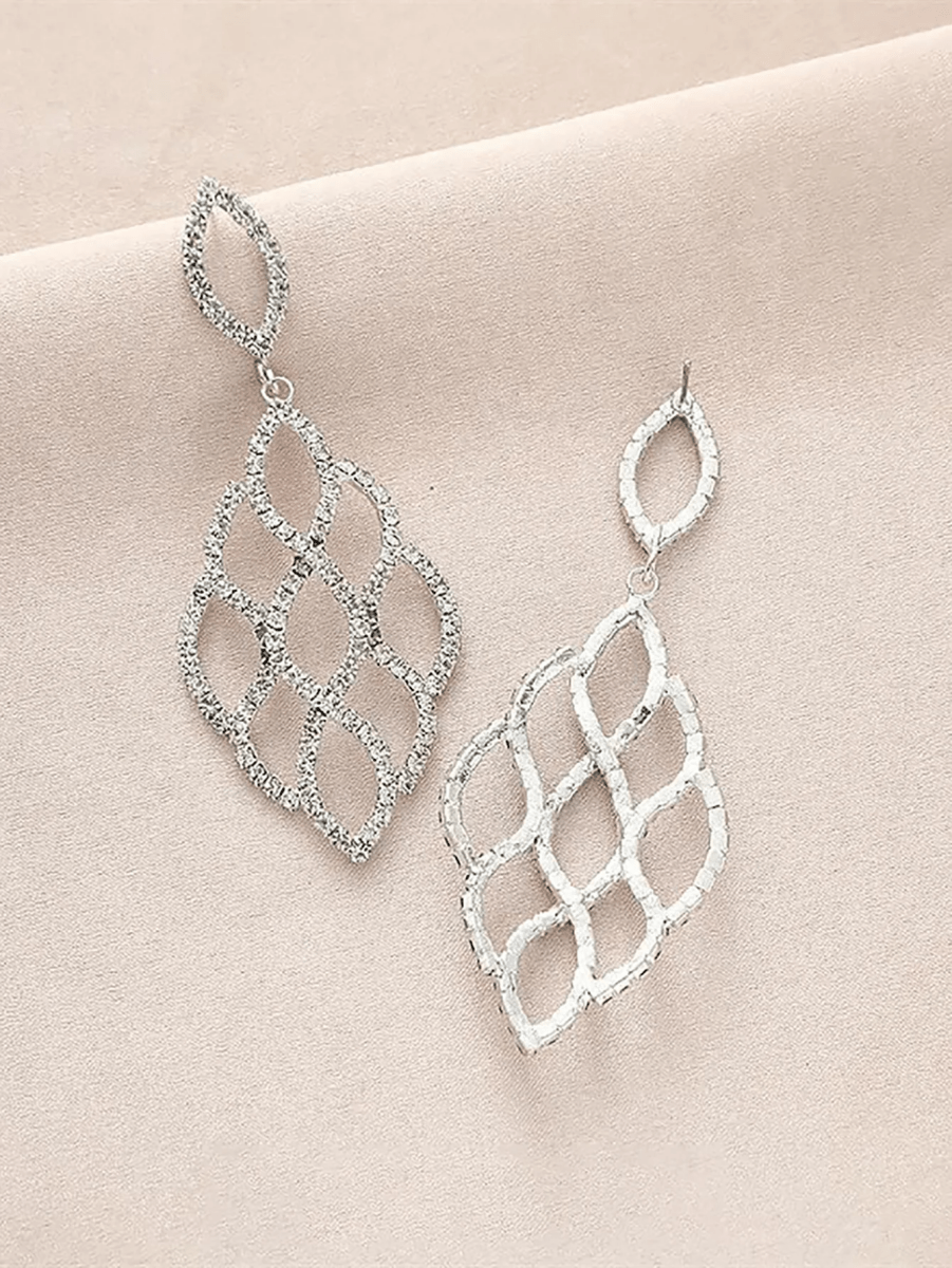 Silver Cutout Leaf Unique Earrings - KissProm