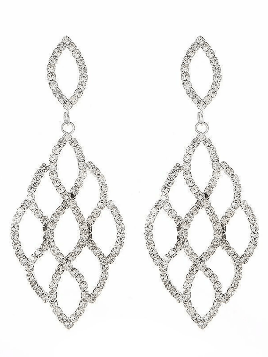 Silver Cutout Leaf Unique Earrings - KissProm