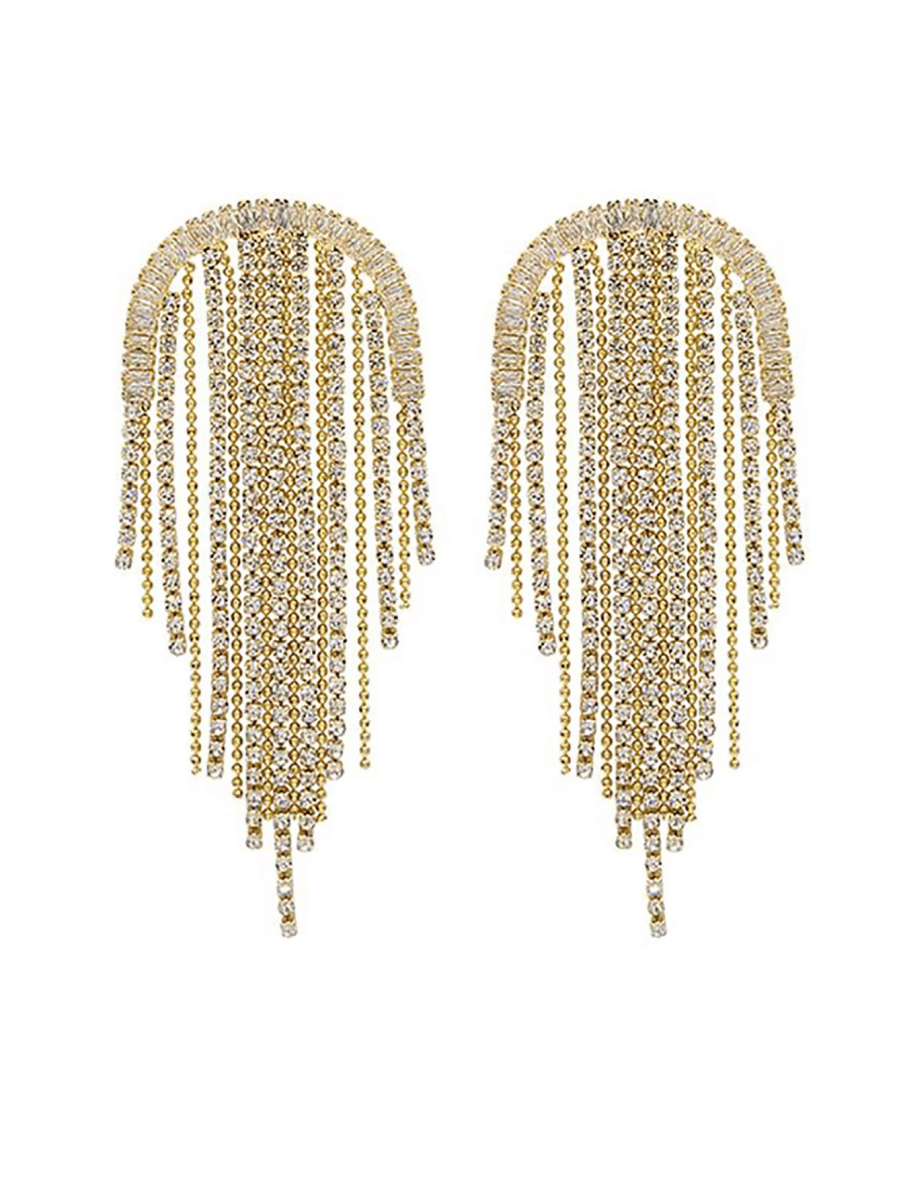 Silver Statement Tassel Long Earrings - KissProm