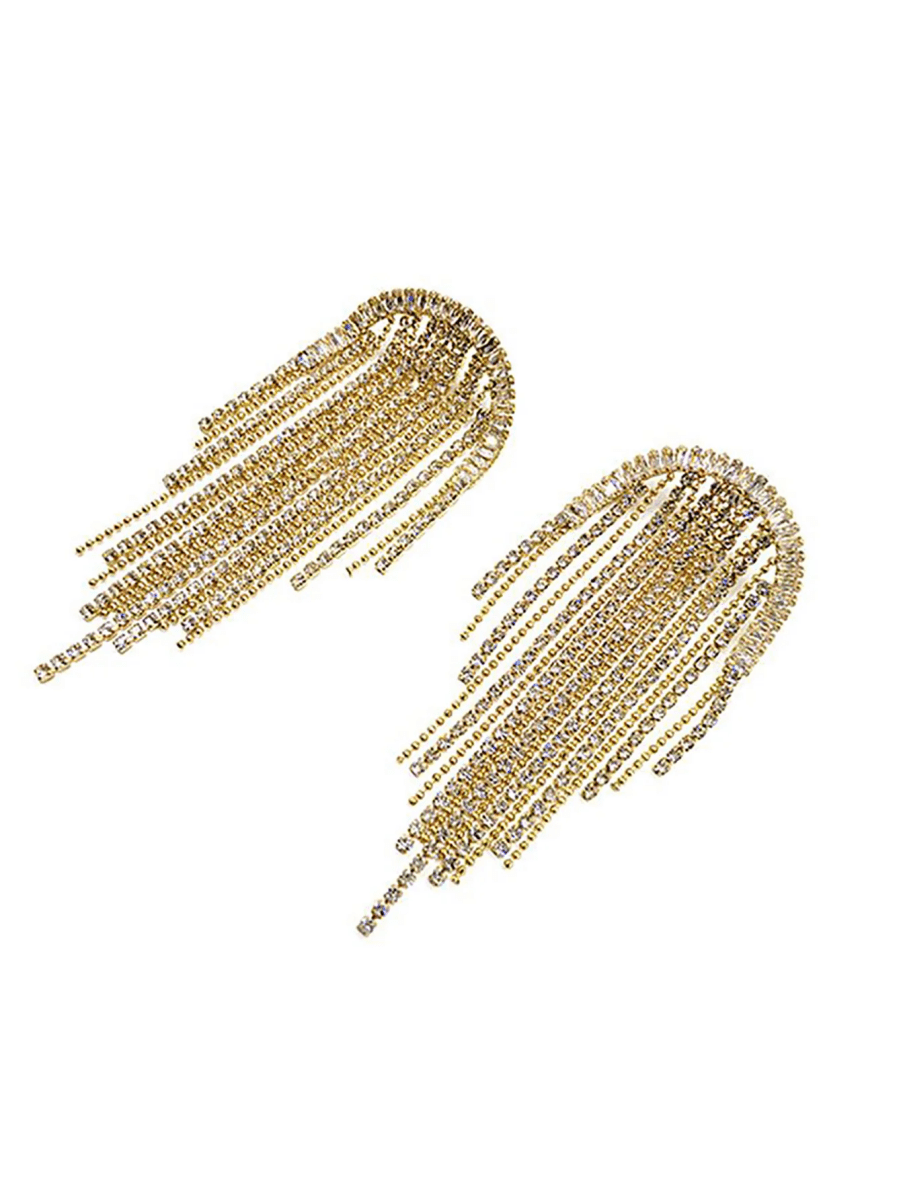 Silver Statement Tassel Long Earrings - KissProm