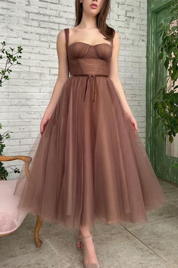Simple A-line Tea Length Tulle Short Prom Dress Homecoming Dress Simple A-line Tea Length Tulle Short Prom Dress Homecoming Dress