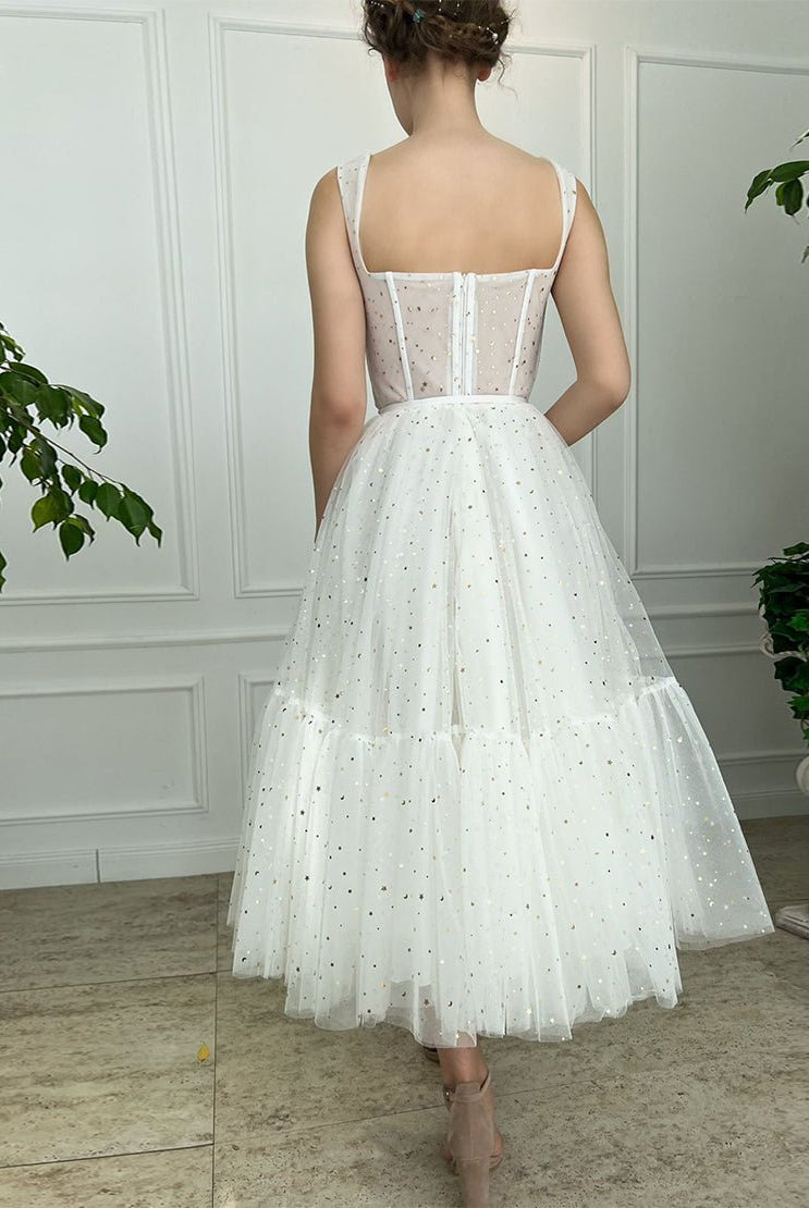 Amie | Straps Short Tulle White Homecoming Dress - KissProm