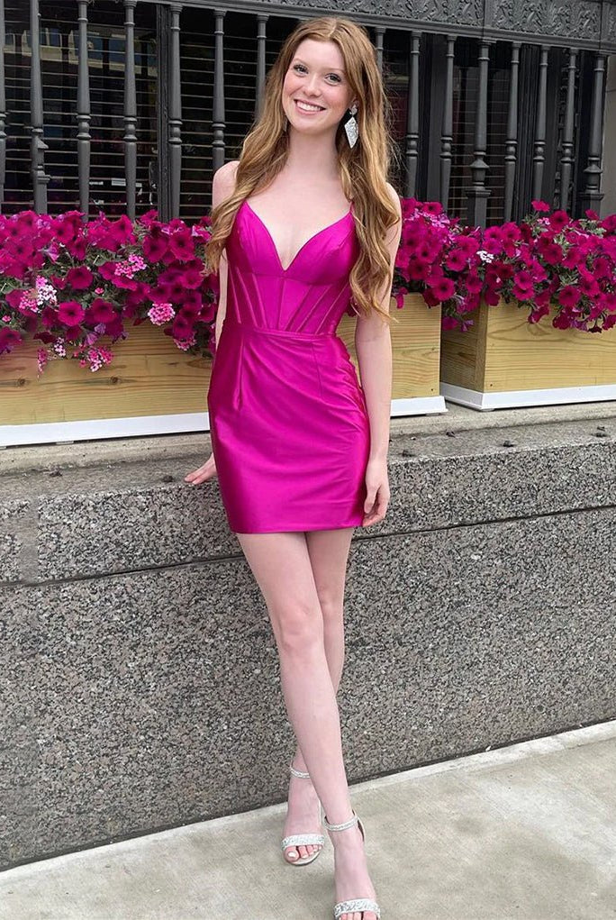 Tiara |Royal Blue Spaghetti Straps Tight Short Homecoming Dresses - KissProm