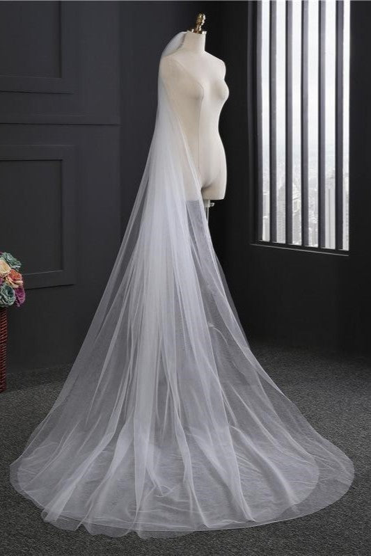Long Two - Tier Tulle Bridal Veil Wedding Veil - KissProm