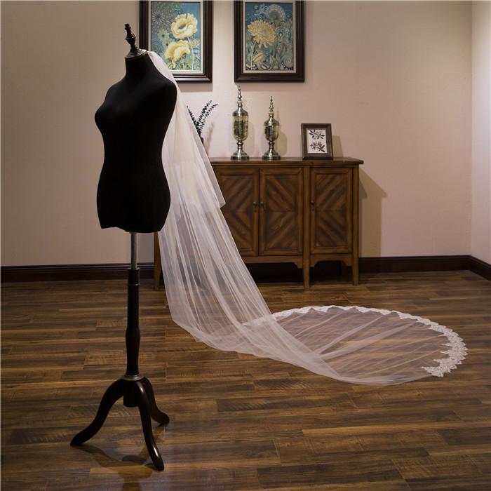 Vintage Two - Tier Tulle Bridal Veil Wedding Veil With Lace - KissProm