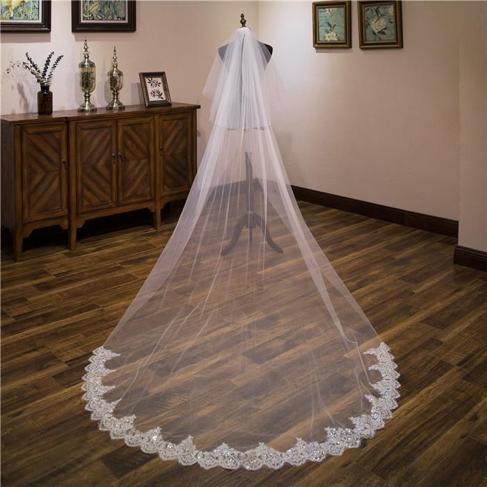 Vintage Two - Tier Tulle Bridal Veil Wedding Veil With Lace - KissProm